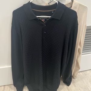 2 LONG SLEEVE POLOS | GUIDE LONDON | XL | CREAM AND BLACK
